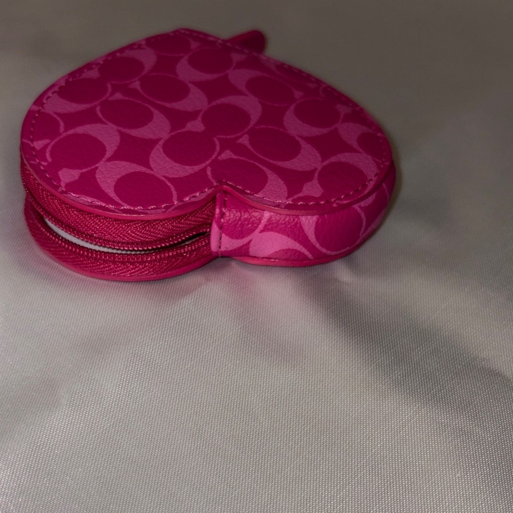 Coach Fuchsia Pink Heart Coin Pouch - Picture 4 of 5